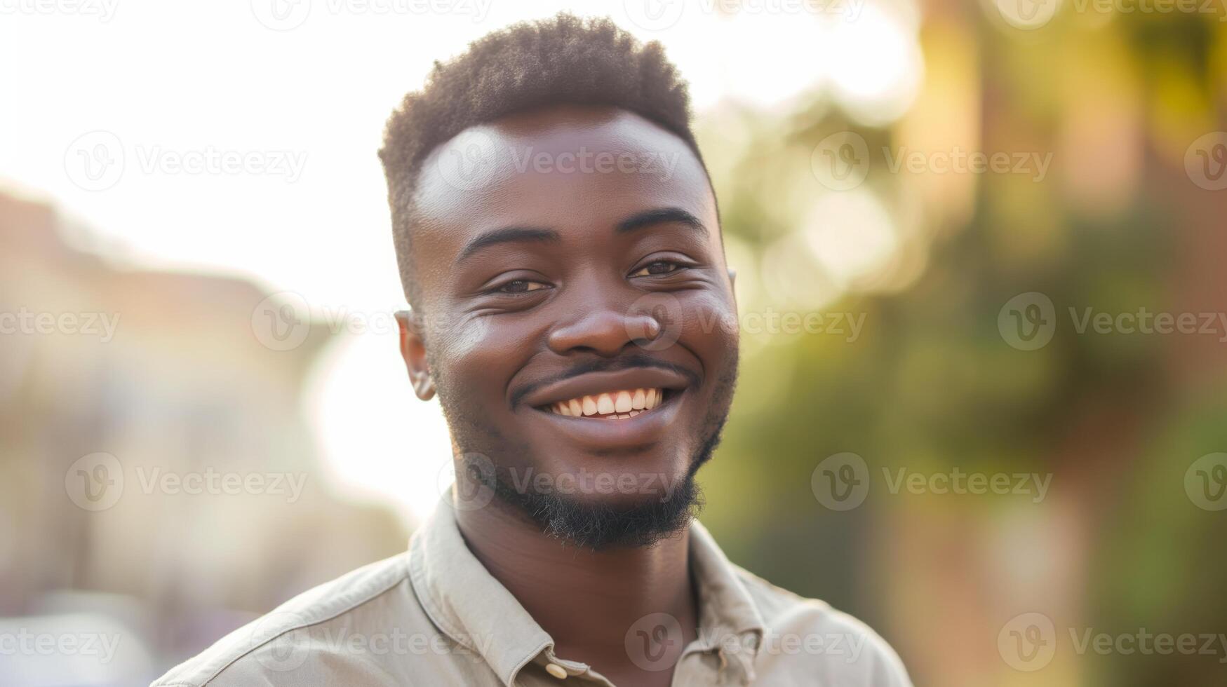 Smiling African Young Man Portrait in Outdoor Setting for Social Media and Profile Photos