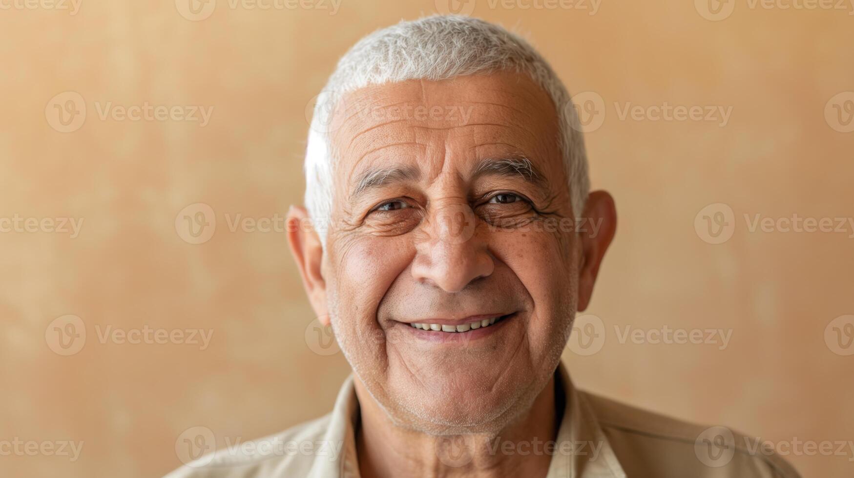 Elderly Smiling Arab Man Portrait for Cultural Representation, Print, Card, Poster Design photo