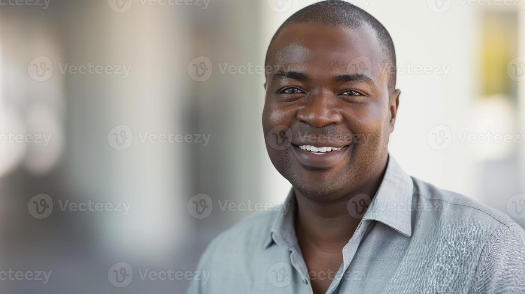 Friendly African Middle Aged Man Smiling in Profile Photo, Ideal for Professional Headshots, Stock Photography photo