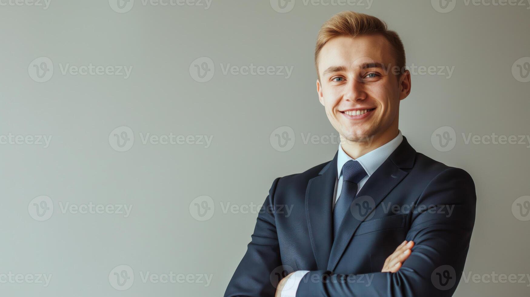 Confident Polish Businessman Smiling, Suitable for Professional Design, Card, Poster, Marketing Material, and Business Websites photo