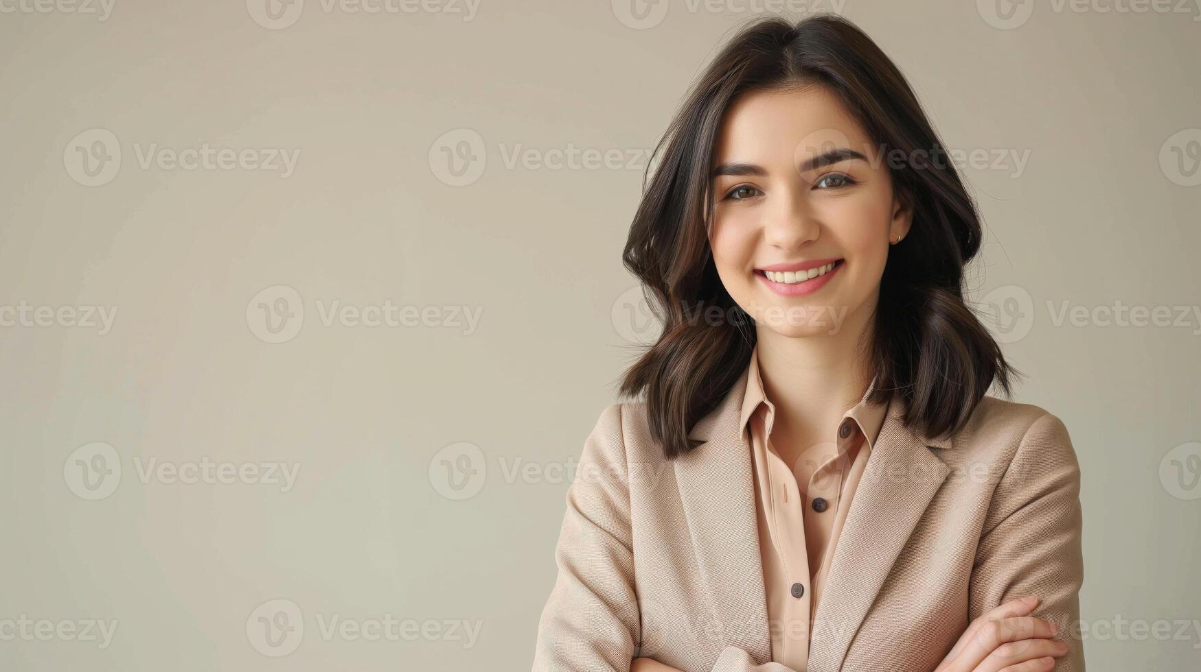 Confident Young Russian Businesswoman Smiling in Professional Attire for Corporate Portraits and Stock Photography photo
