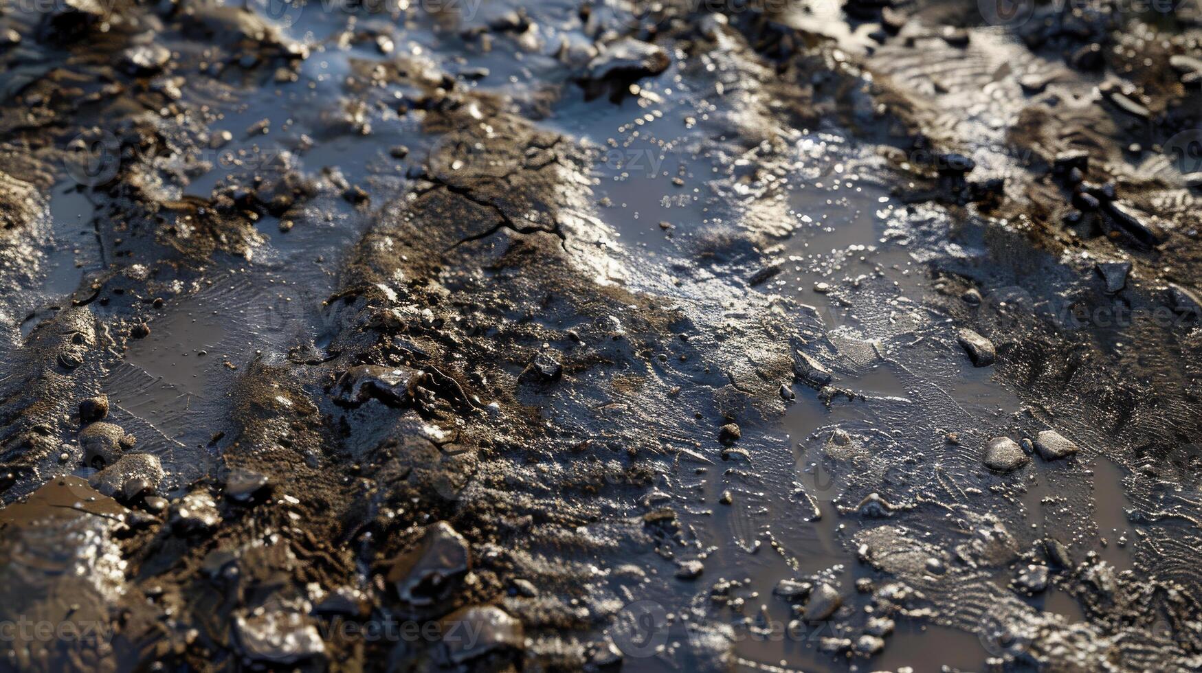 Detailed Dark Brown Wet Mud Texture with Natural Pattern, Perfect for Nature and Outdoor Themed Designs, Backgrounds, and 3D Texturing Projects photo