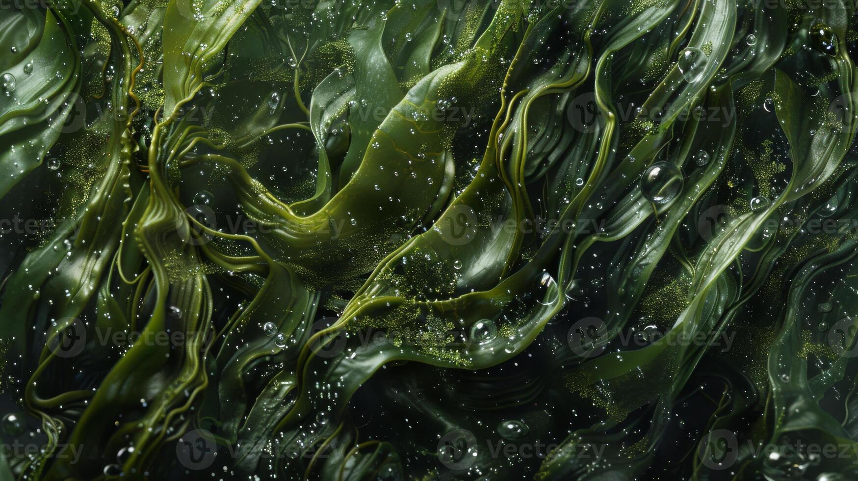 Detailed Seaweed Texture, Green Underwater Plants, Nature Background for Print, Card, Poster Designs photo