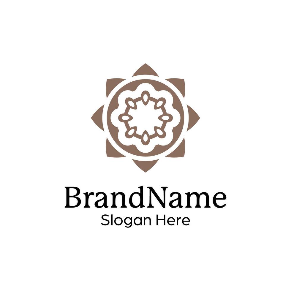 Abstract symmetric Mandala Pattern Logo Design Template vector