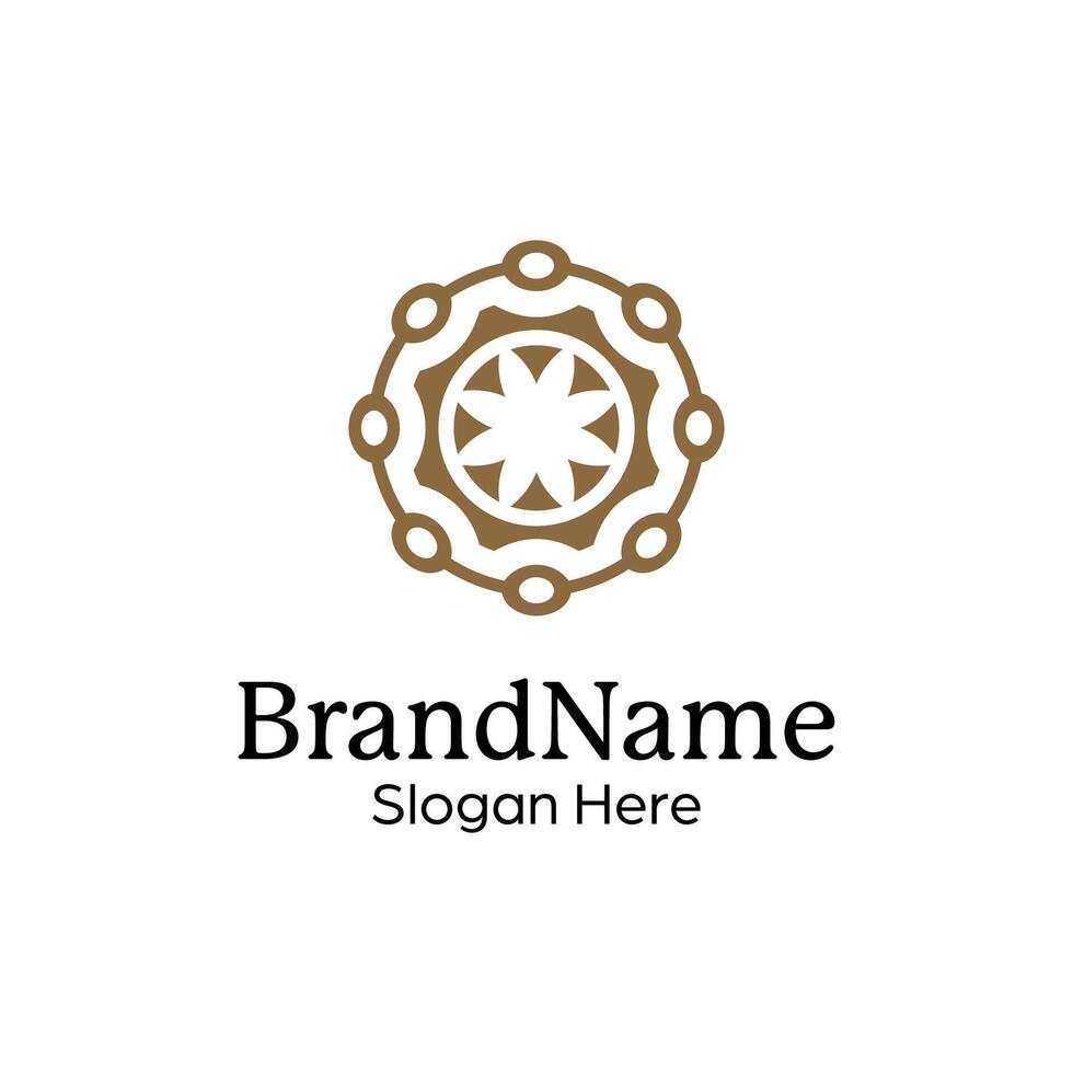 Abstract symmetric Mandala Pattern Logo Design Template vector