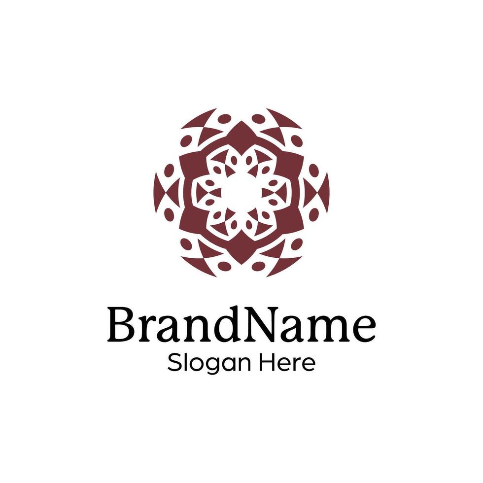 Abstract symmetric Mandala Pattern Logo Design Template vector