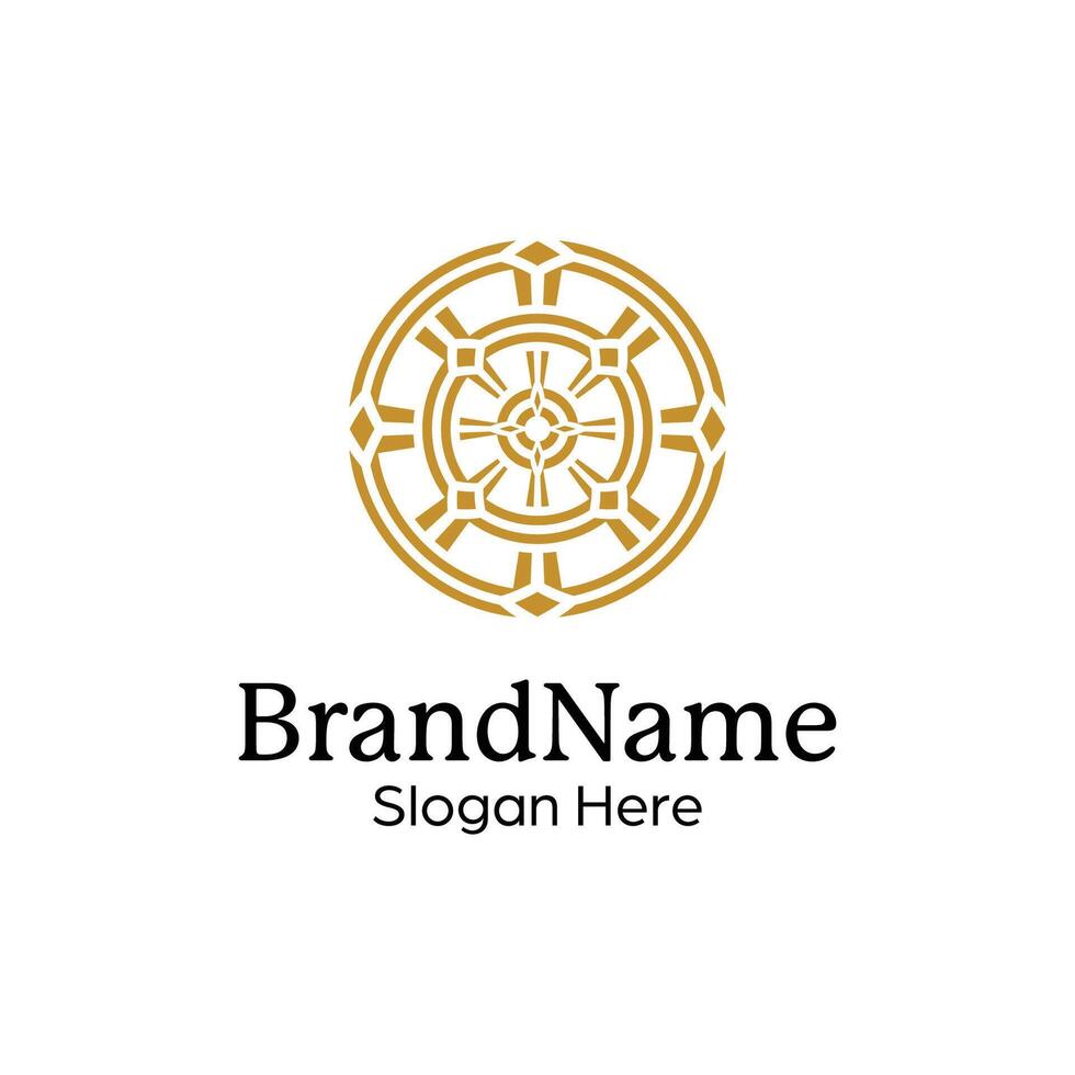 Abstract symmetric Mandala Pattern Logo Design Template vector