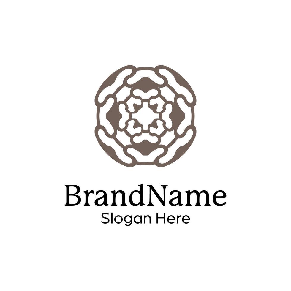 Abstract symmetric Mandala Pattern Logo Design Template vector