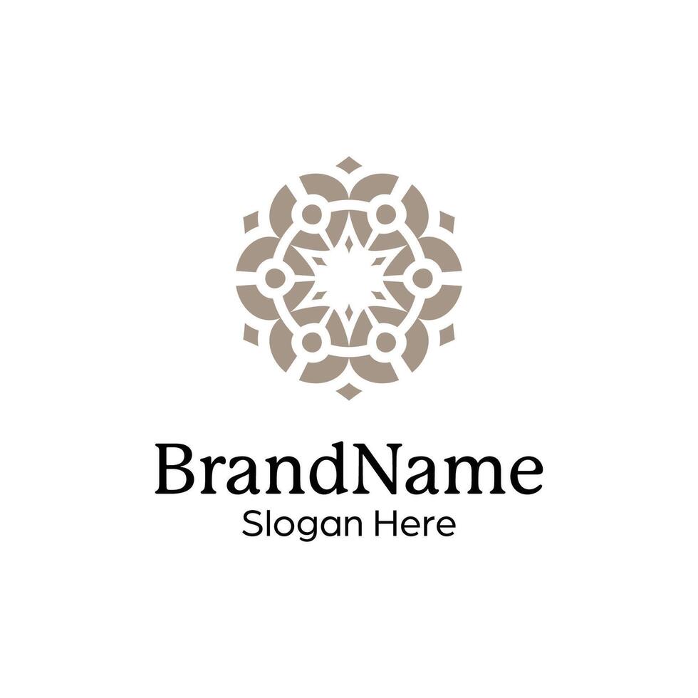 Abstract symmetric Mandala Pattern Logo Design Template vector