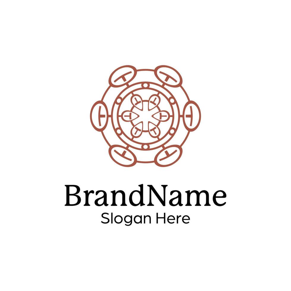 Abstract symmetric Mandala Pattern Logo Design Template vector