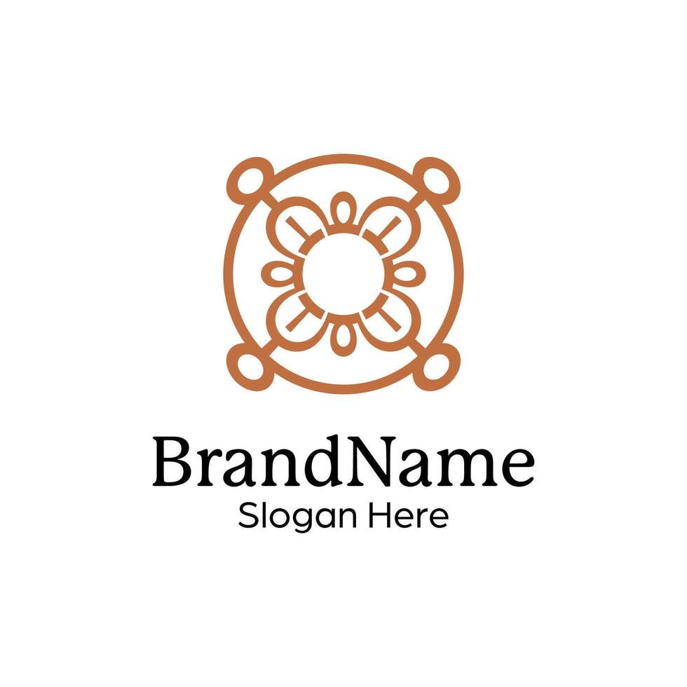 Abstract symmetric Mandala Pattern Logo Design Template vector