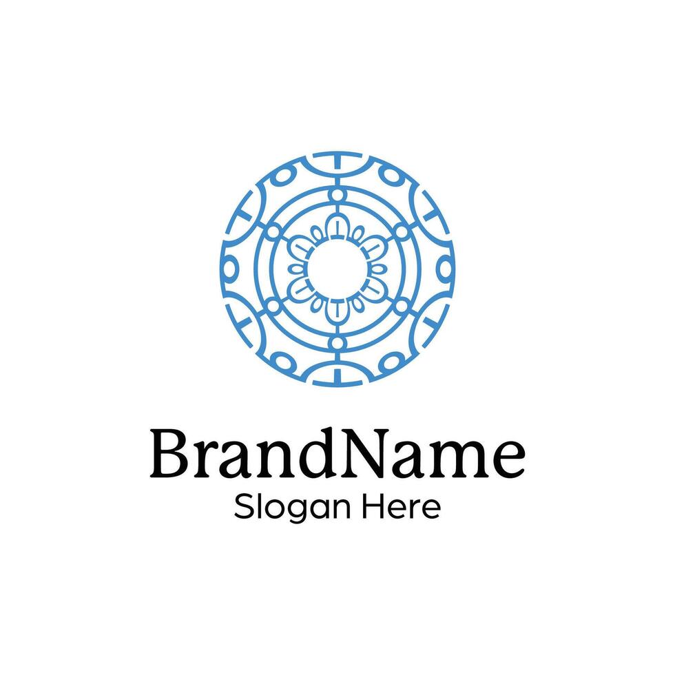 Abstract symmetric Mandala Pattern Logo Design Template vector