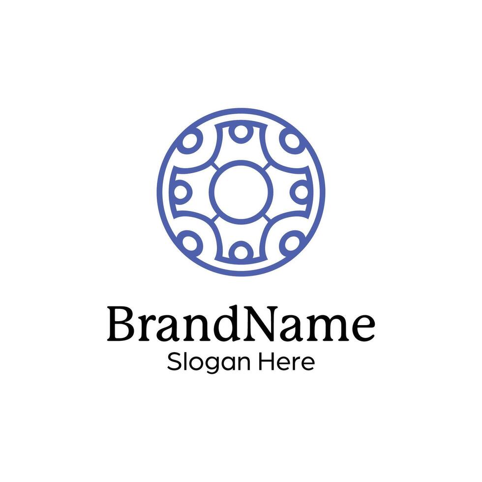 Abstract symmetric Mandala Pattern Logo Design Template vector