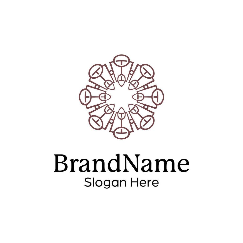 Abstract symmetric Mandala Pattern Logo Design Template vector