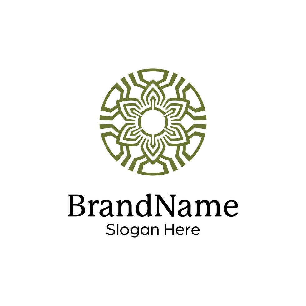 Abstract symmetric Mandala Pattern Logo Design Template vector