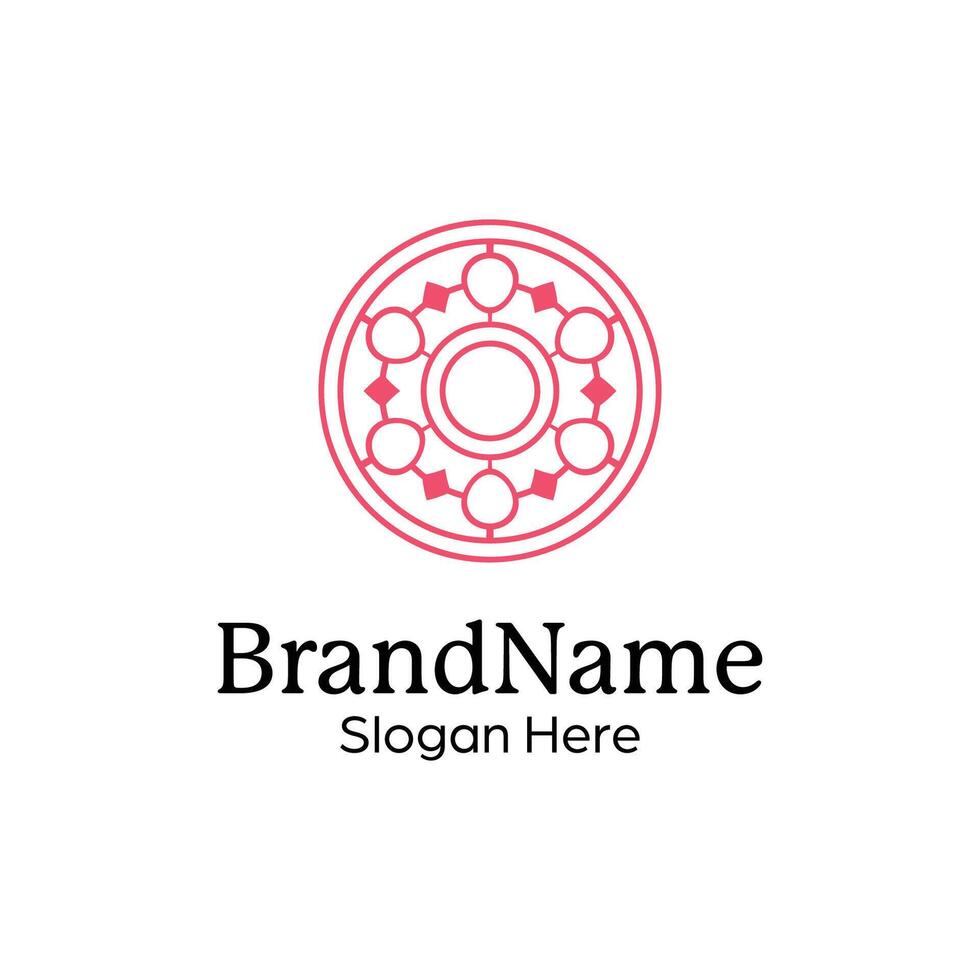 Abstract symmetric Mandala Pattern Logo Design Template vector