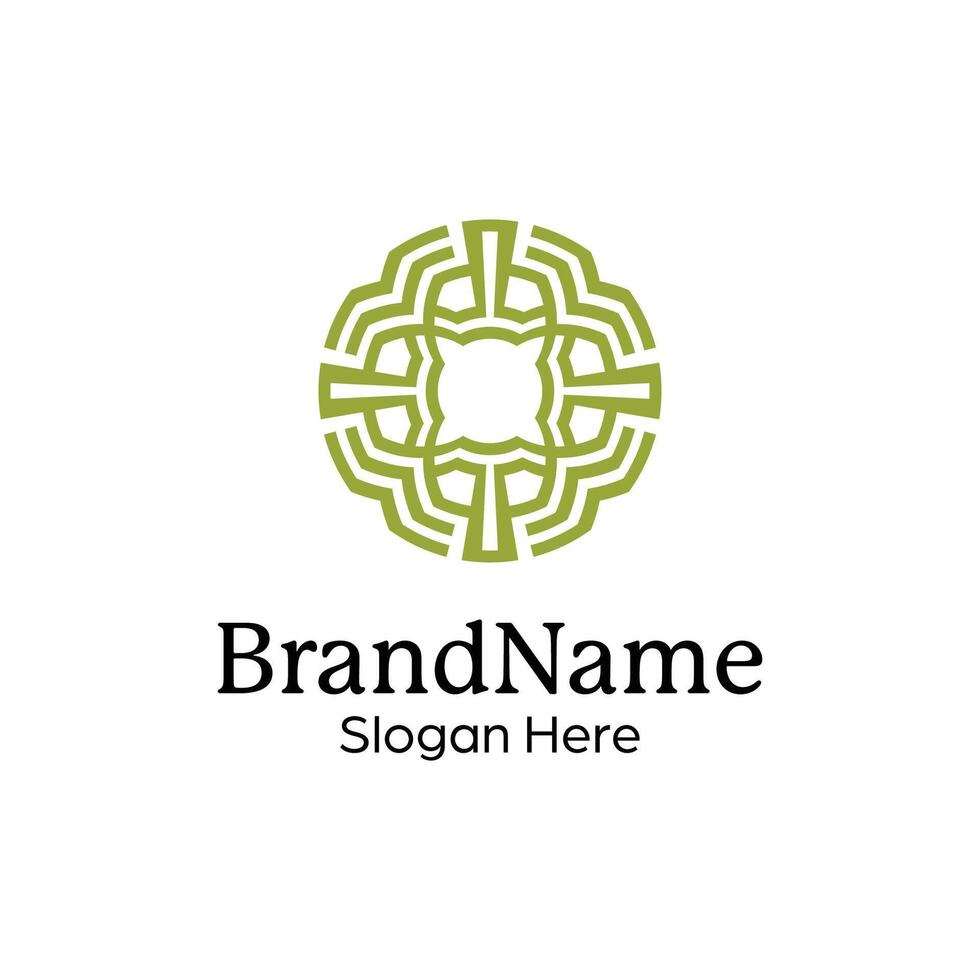 Abstract symmetric Mandala Pattern Logo Design Template vector