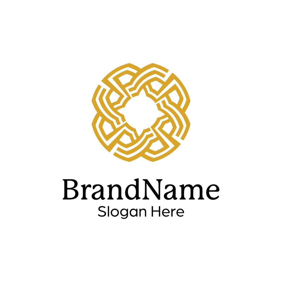 Abstract symmetric Mandala Pattern Logo Design Template vector
