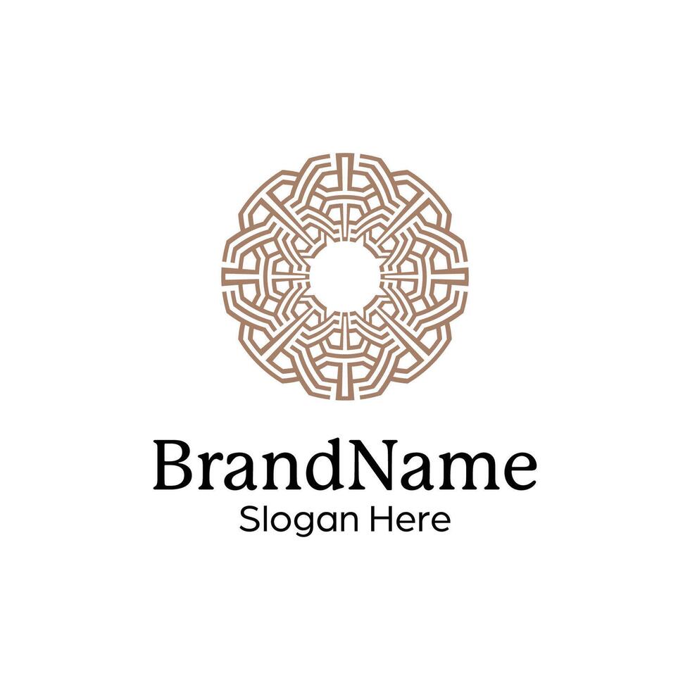 Abstract symmetric Mandala Pattern Logo Design Template vector