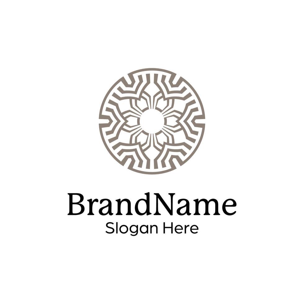 Abstract symmetric Mandala Pattern Logo Design Template vector