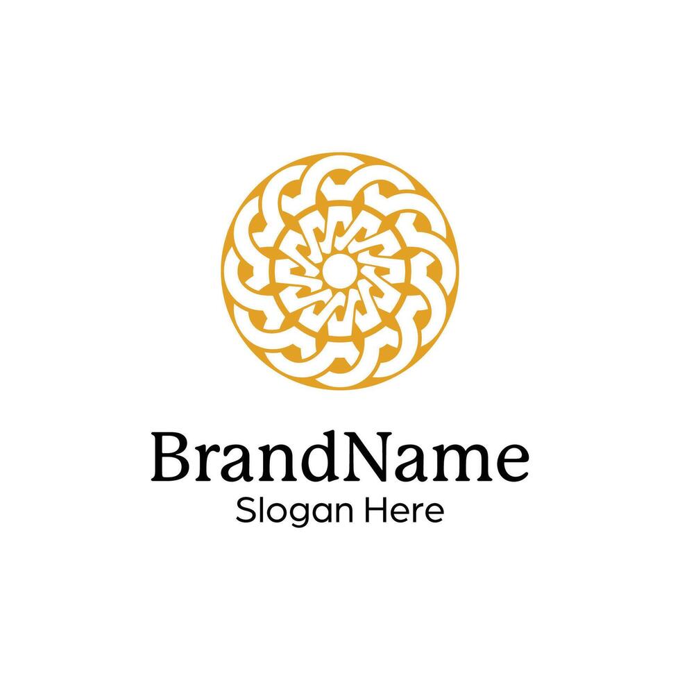 Abstract symmetric Mandala Pattern Logo Design Template vector