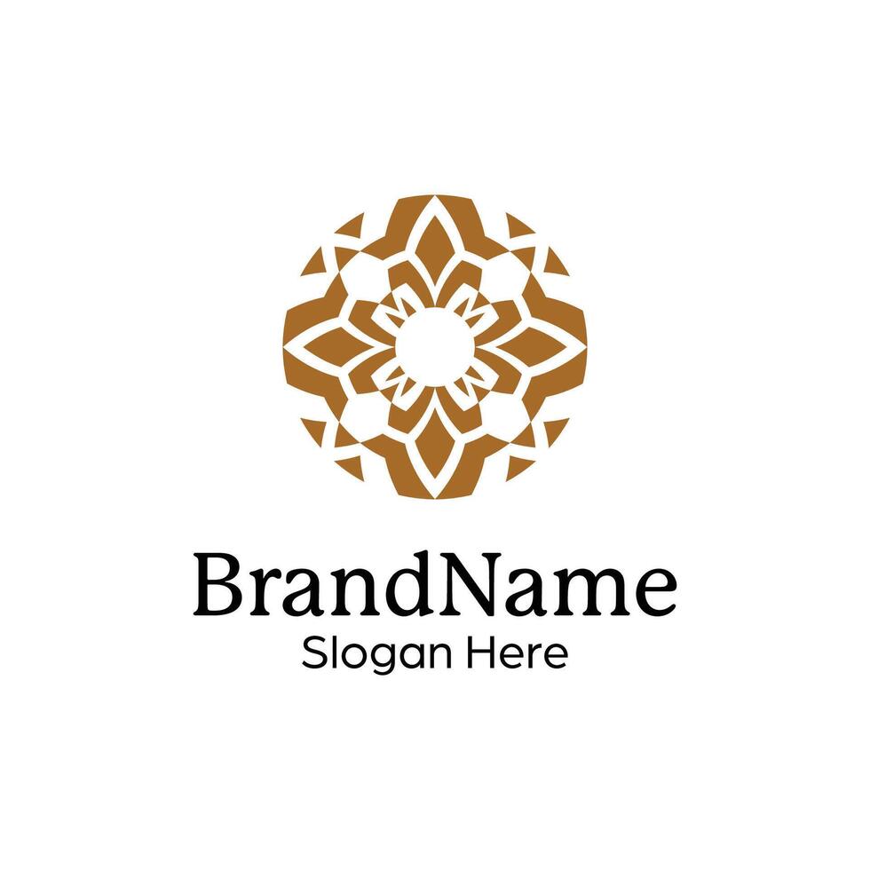 Abstract symmetric Mandala Pattern Logo Design Template vector