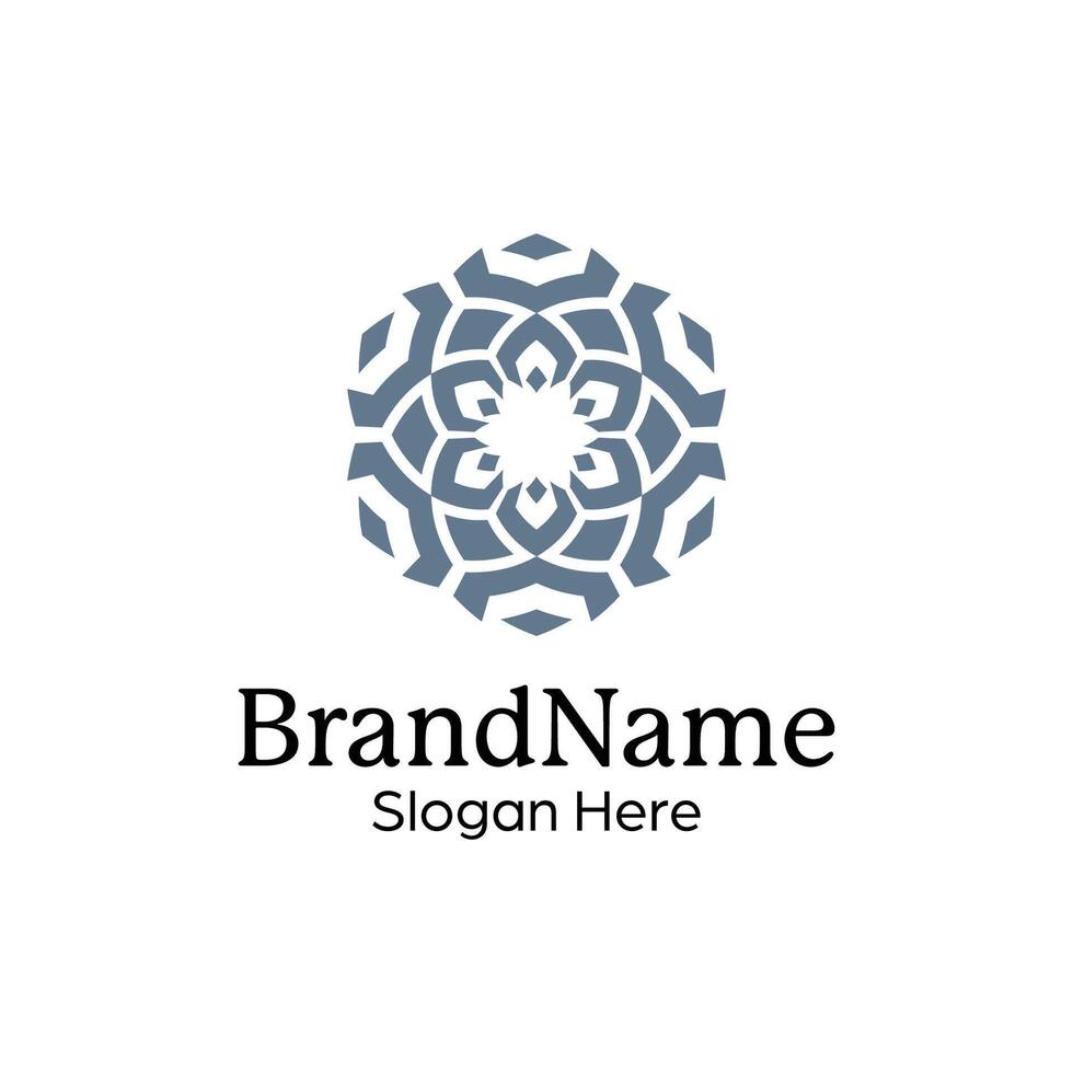 Abstract symmetric Mandala Pattern Logo Design Template vector