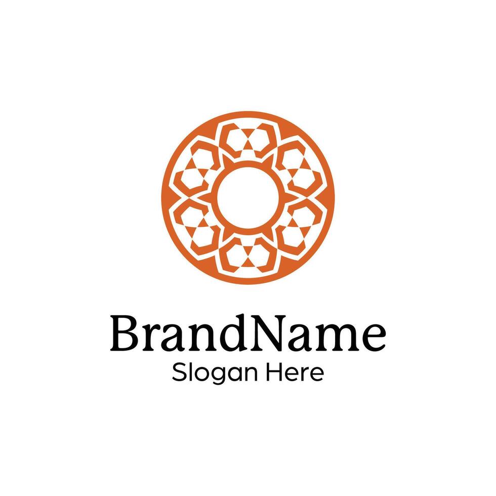 Abstract symmetric Mandala Pattern Logo Design Template vector