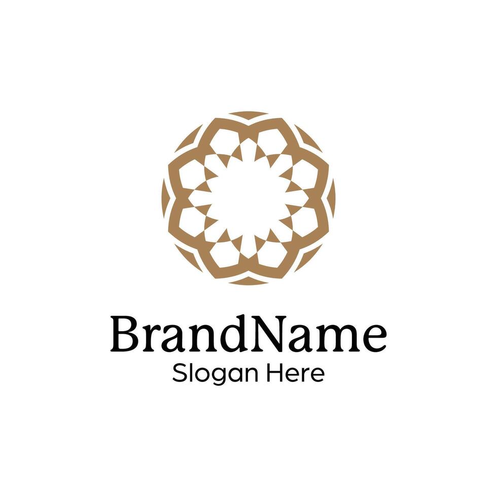 Abstract symmetric Mandala Pattern Logo Design Template vector