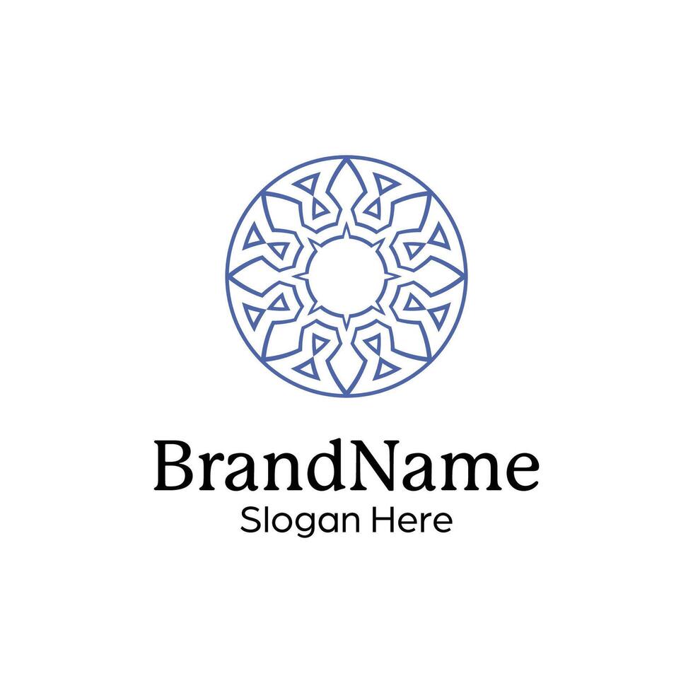 Abstract symmetric Mandala Pattern Logo Design Template vector