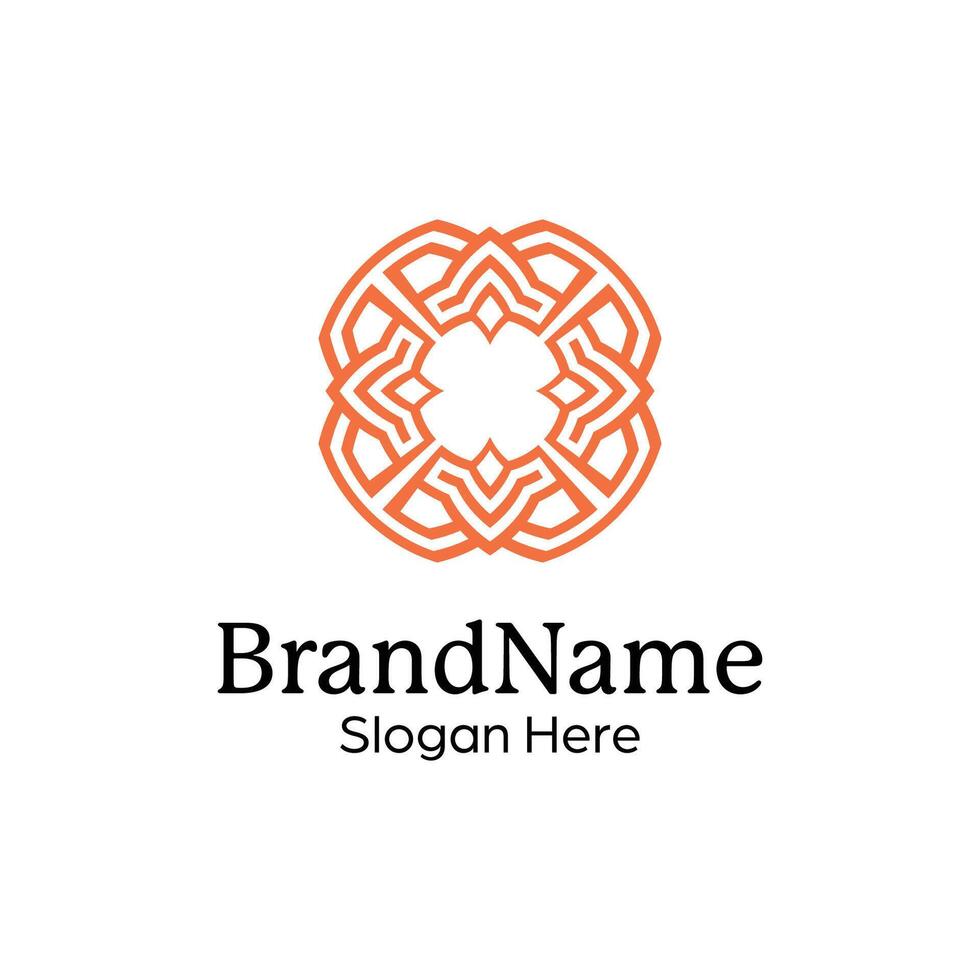 Abstract symmetric Mandala Pattern Logo Design Template vector