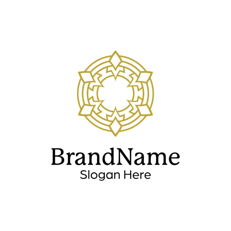 Abstract symmetric Mandala Pattern Logo Design Template vector