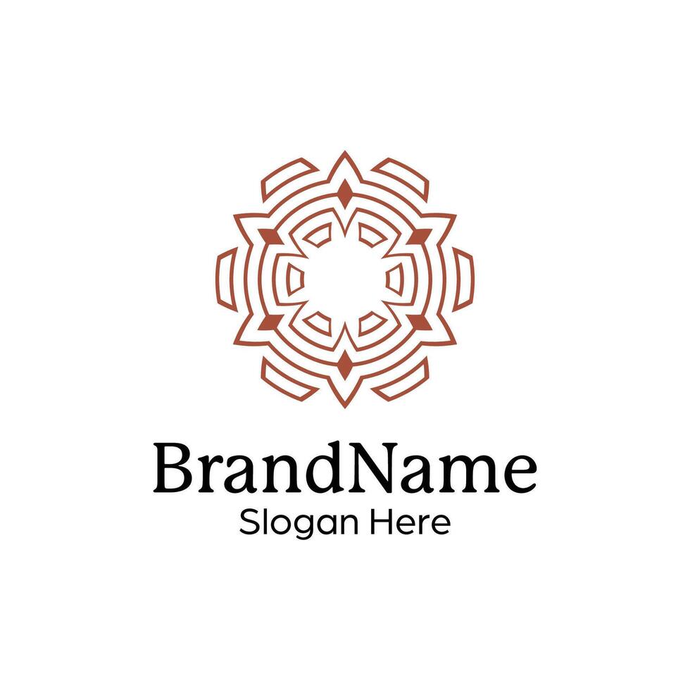 Abstract symmetric Mandala Pattern Logo Design Template vector