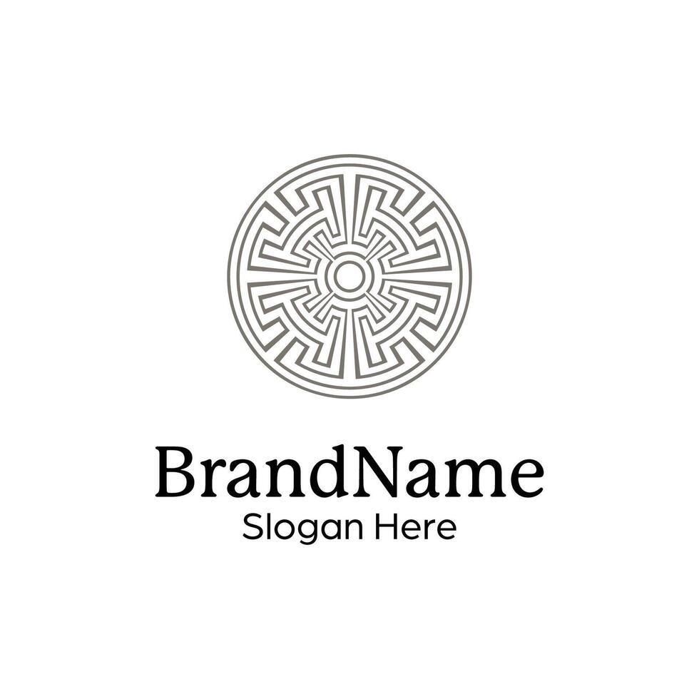 Abstract symmetric Mandala Pattern Logo Design Template vector