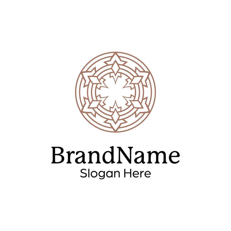 Abstract symmetric Mandala Pattern Logo Design Template vector