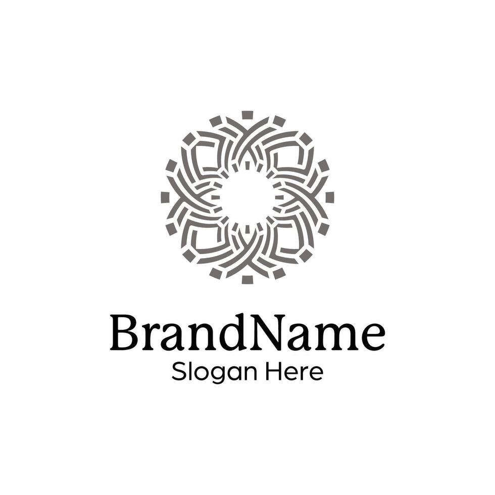 Abstract symmetric Mandala Pattern Logo Design Template vector