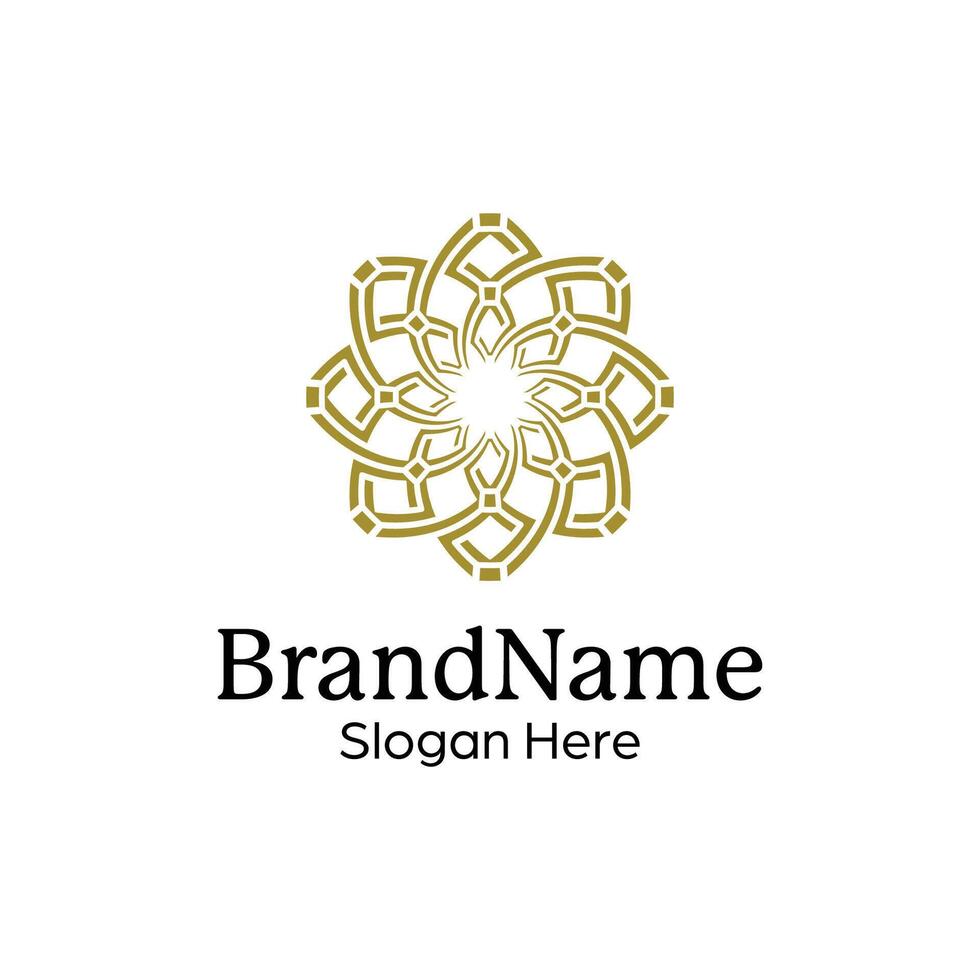 Abstract symmetric Mandala Pattern Logo Design Template vector