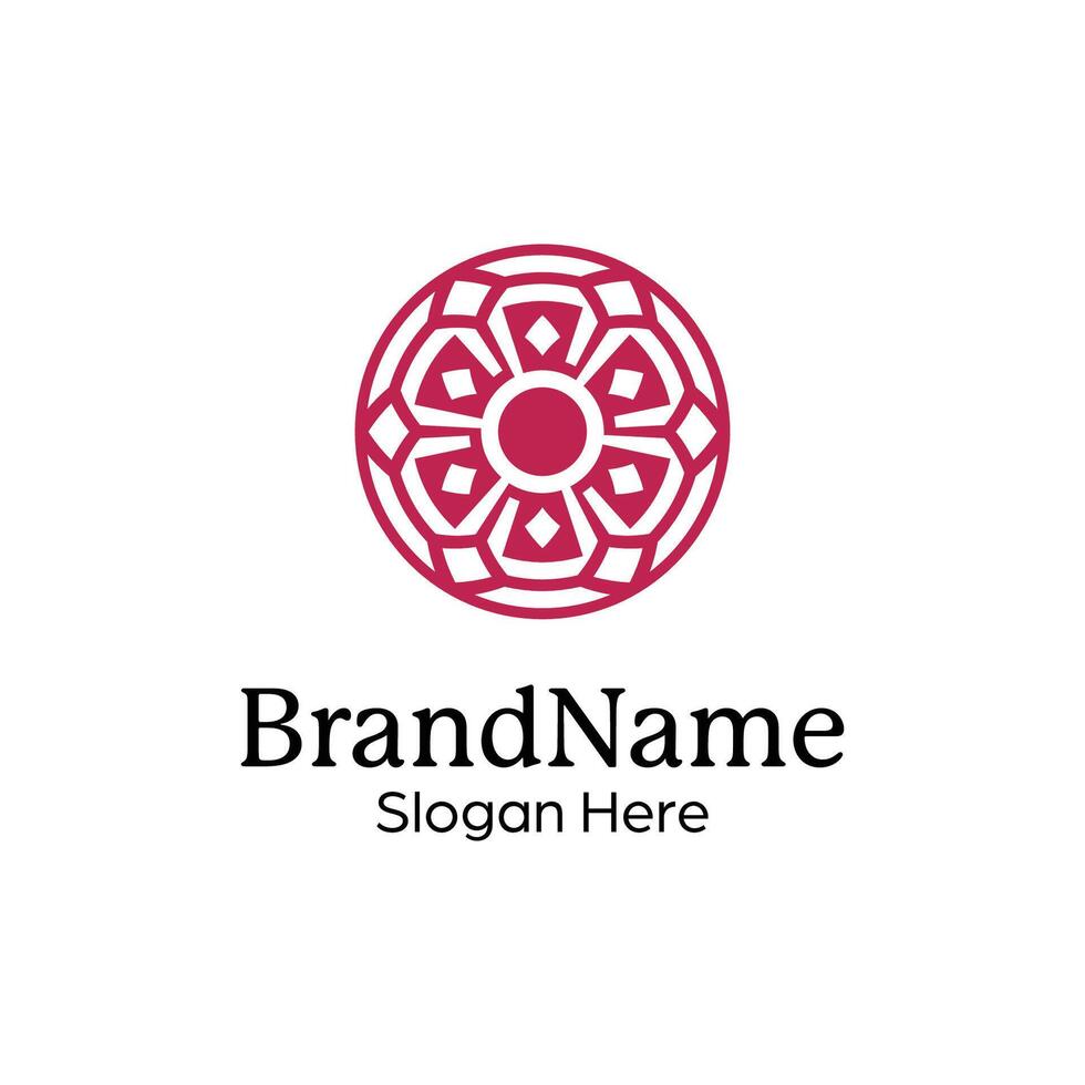 Abstract symmetric Mandala Pattern Logo Design Template vector