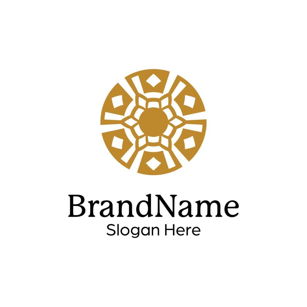 Abstract symmetric Mandala Pattern Logo Design Template vector