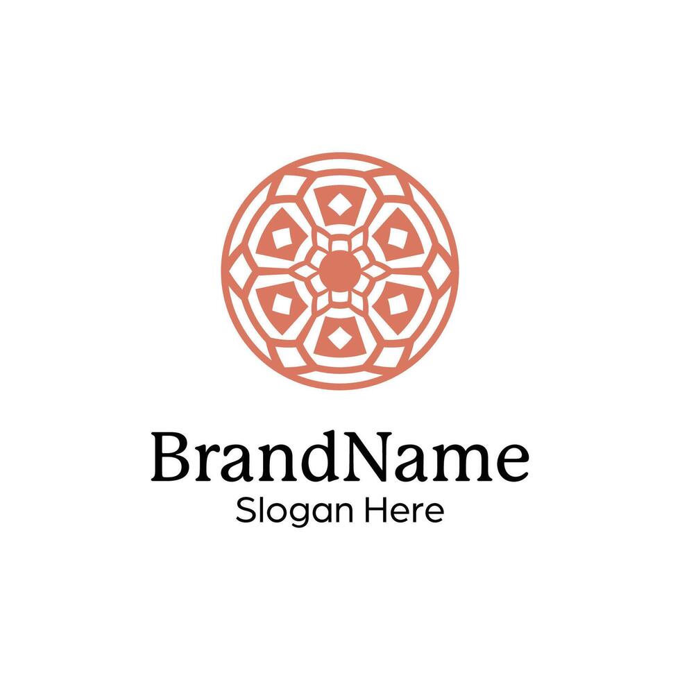 Abstract symmetric Mandala Pattern Logo Design Template vector