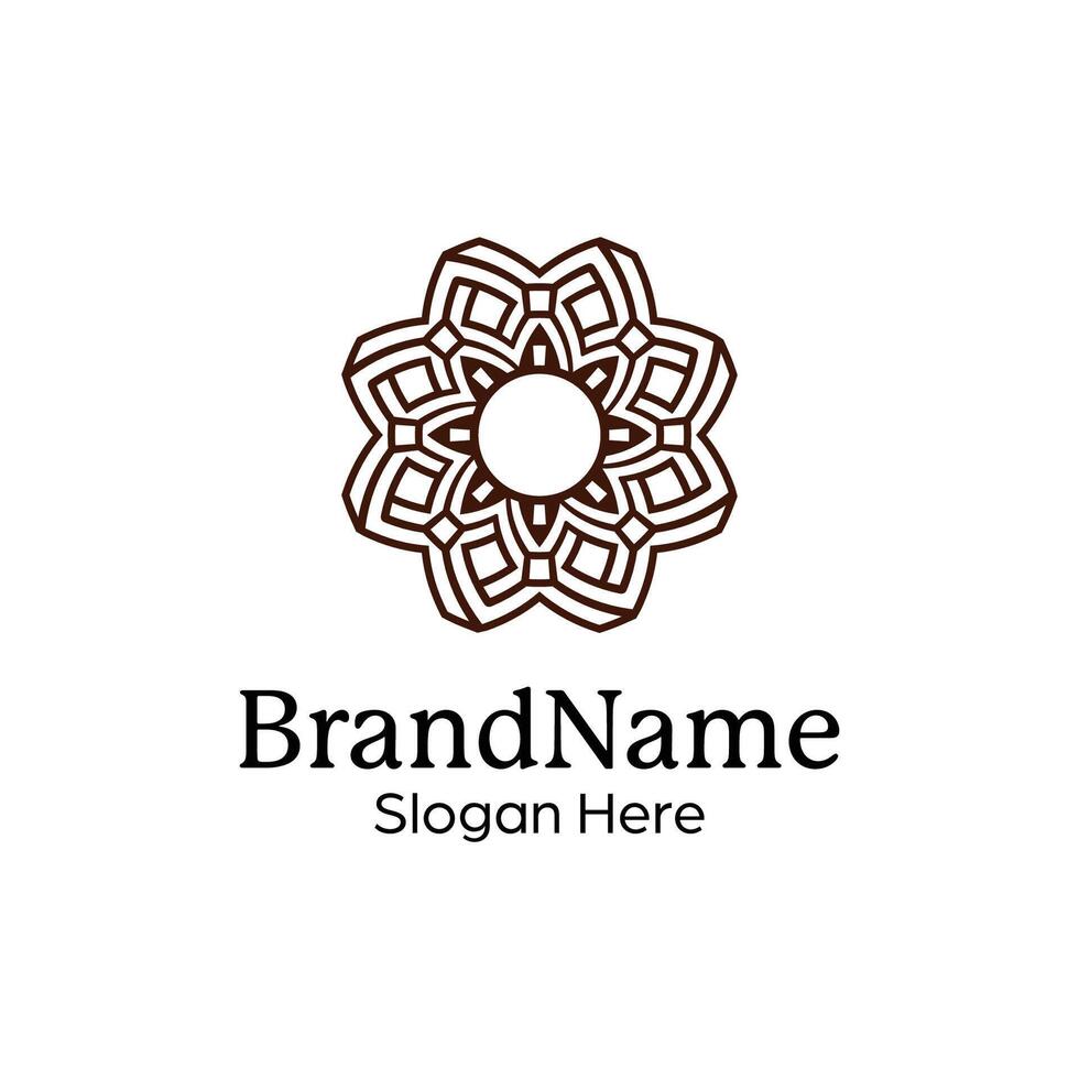 Abstract symmetric Mandala Pattern Logo Design Template vector