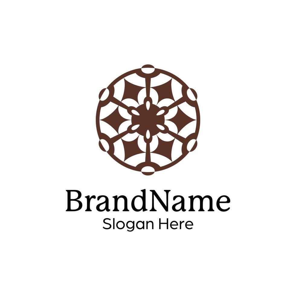 Abstract symmetric Mandala Pattern Logo Design Template vector