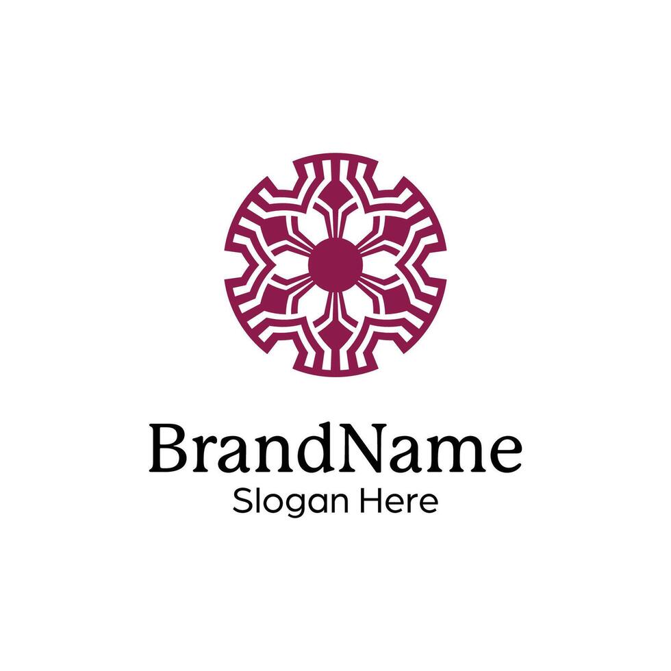Abstract symmetric Mandala Pattern Logo Design Template vector