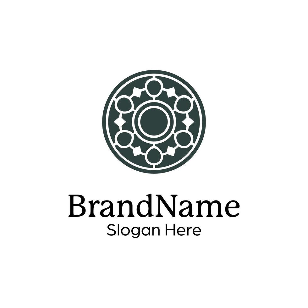 Abstract symmetric Mandala Pattern Logo Design Template vector