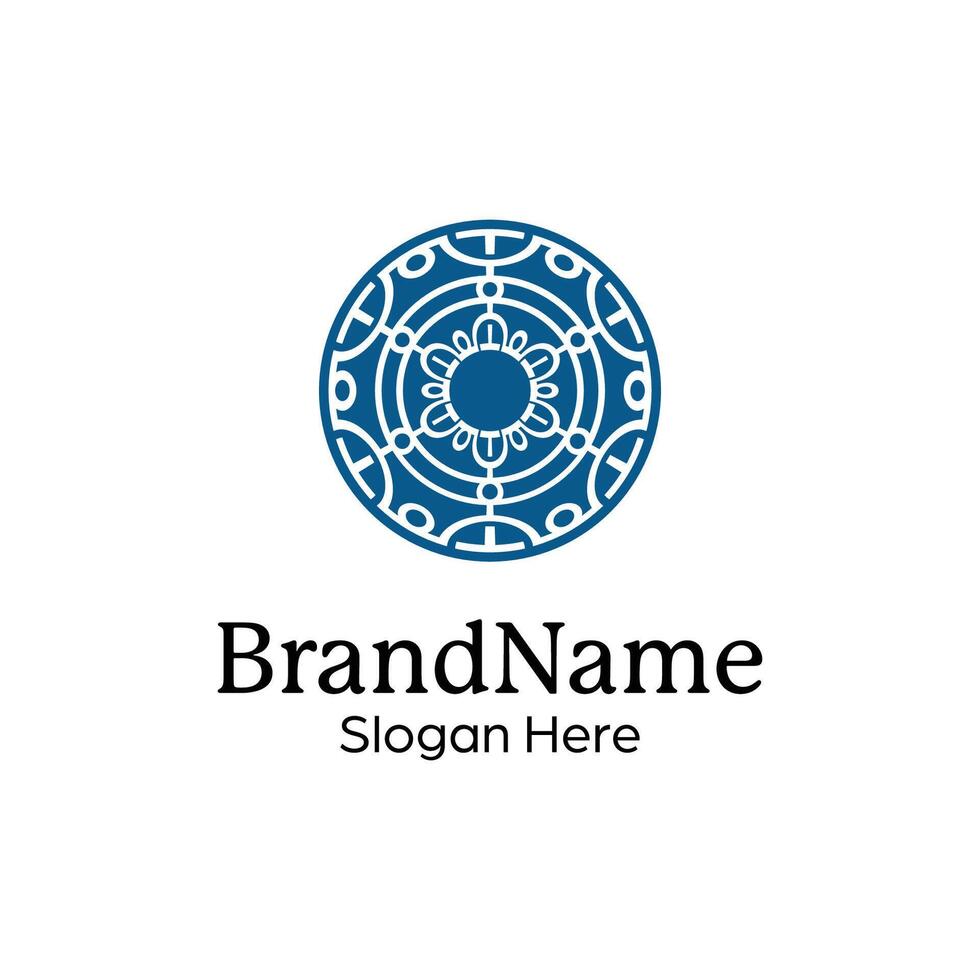 Abstract symmetric Mandala Pattern Logo Design Template vector