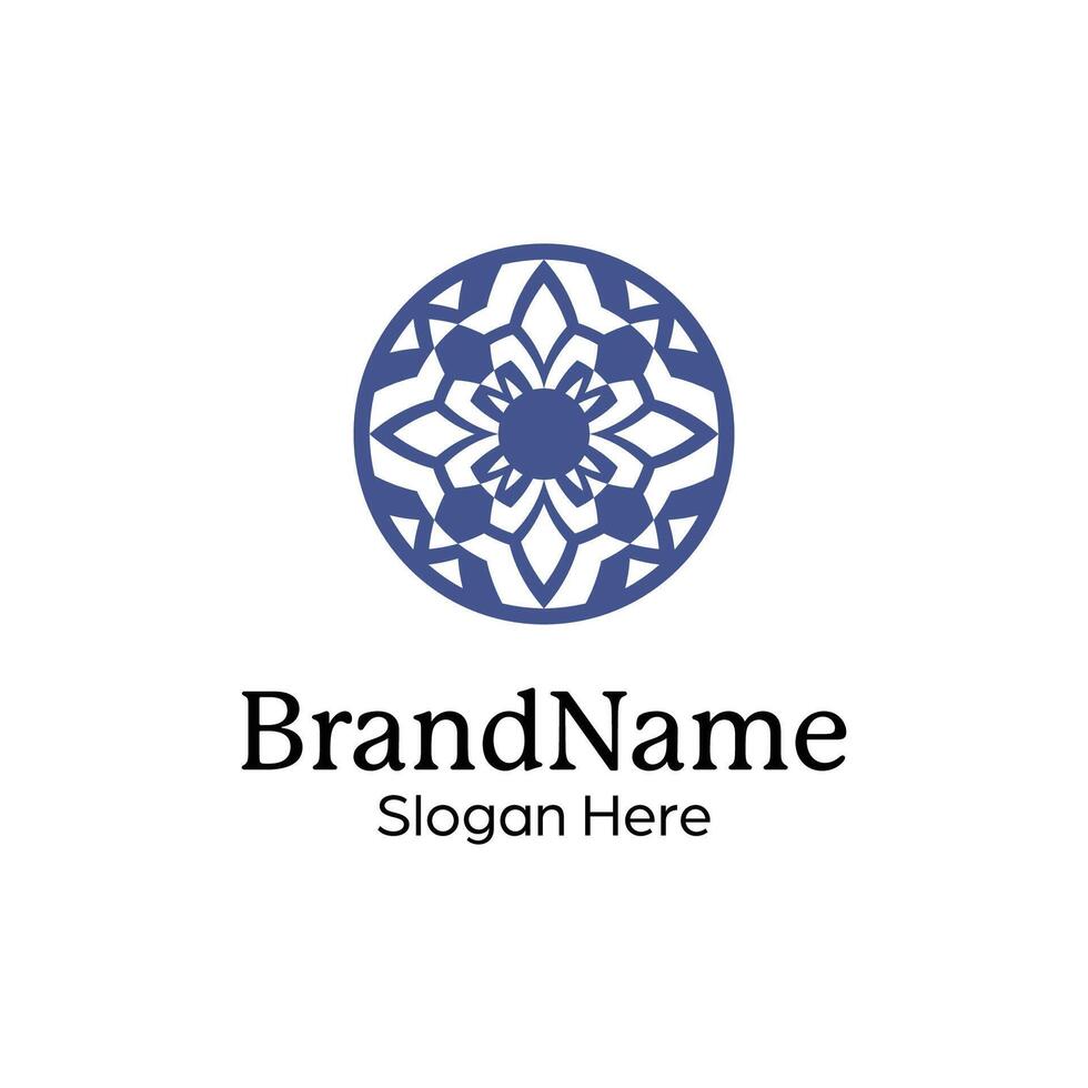 Abstract symmetric Mandala Pattern Logo Design Template vector