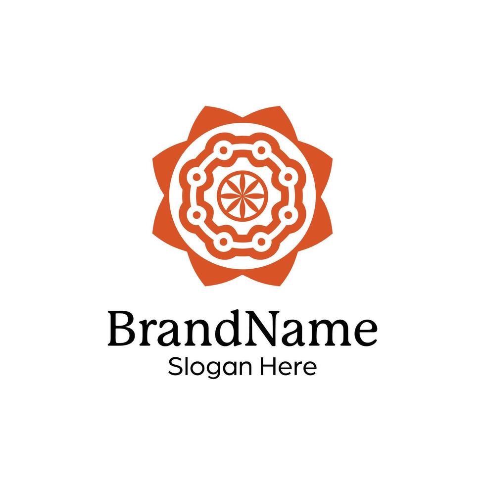 Abstract symmetric Mandala Pattern Logo Design Template vector