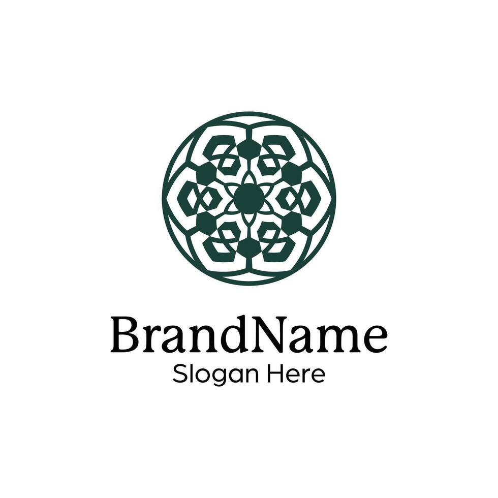 Abstract symmetric Mandala Pattern Logo Design Template vector