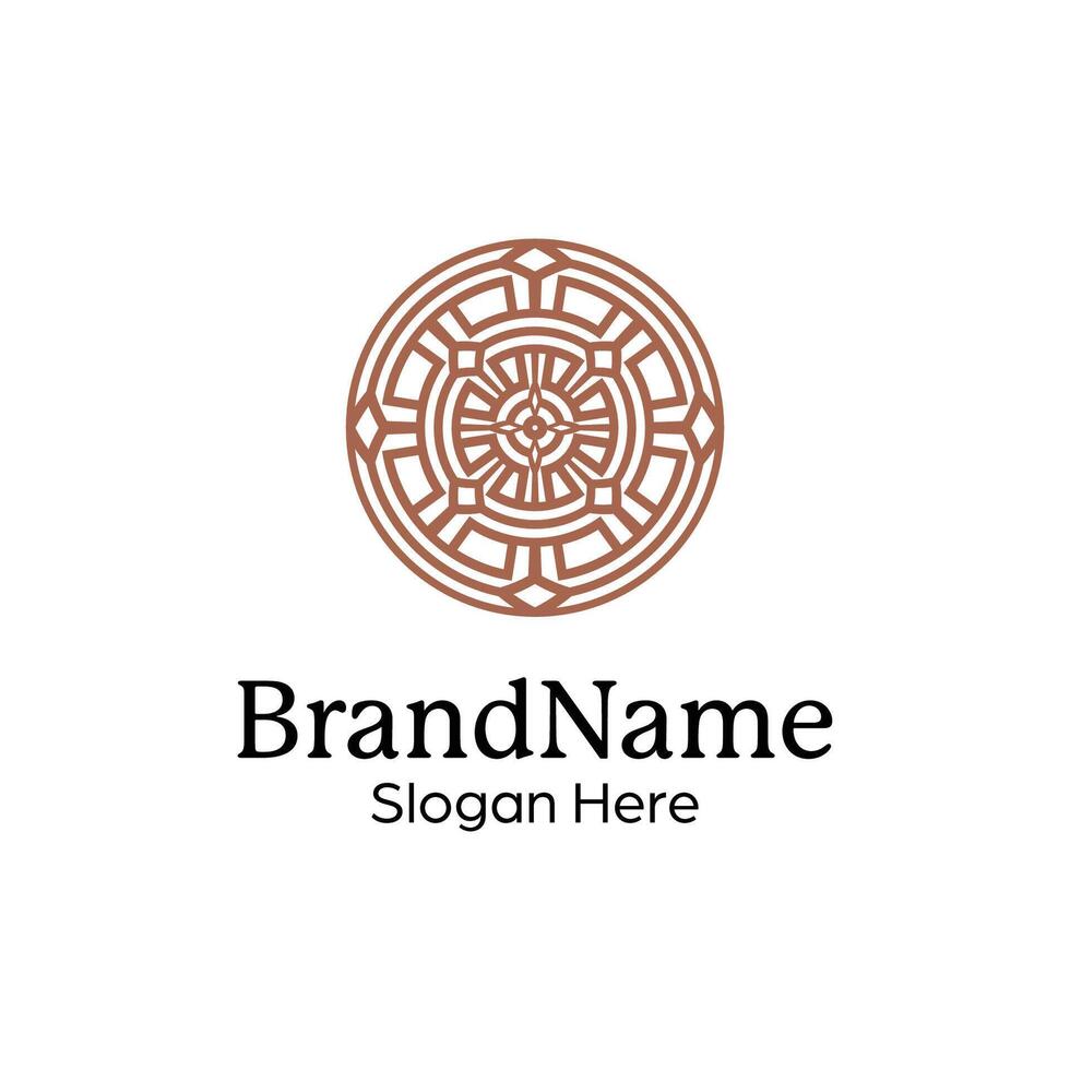 Abstract symmetric Mandala Pattern Logo Design Template vector