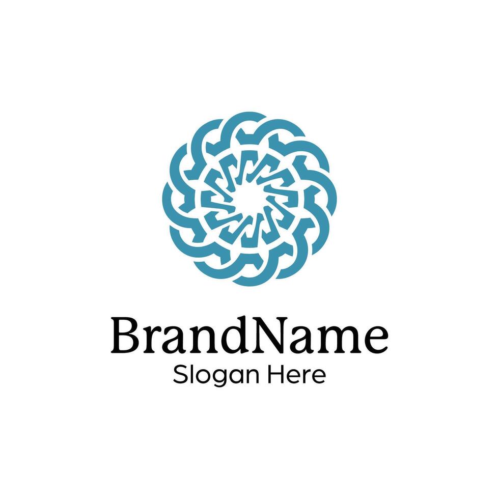 Abstract symmetric Mandala Pattern Logo Design Template vector